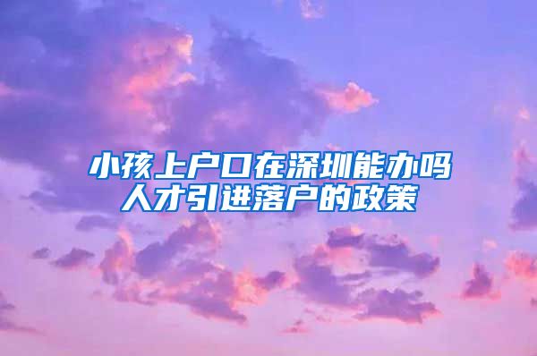 小孩上户口在深圳能办吗人才引进落户的政策