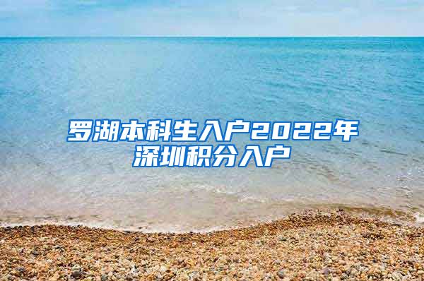 罗湖本科生入户2022年深圳积分入户