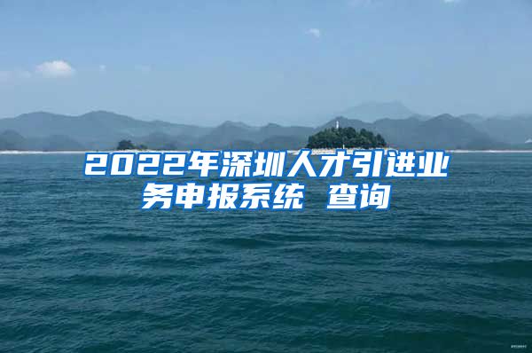 2022年深圳人才引进业务申报系统 查询