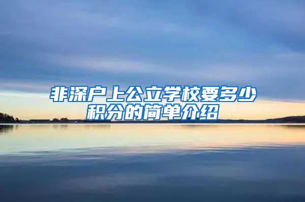 非深户上公立学校要多少积分的简单介绍