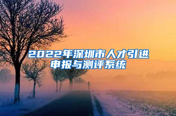 2022年深圳市人才引进申报与测评系统