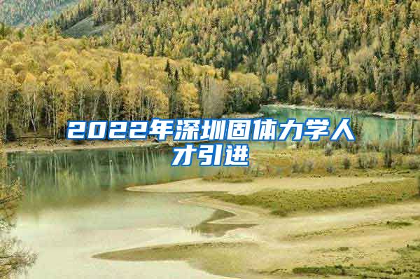 2022年深圳固体力学人才引进