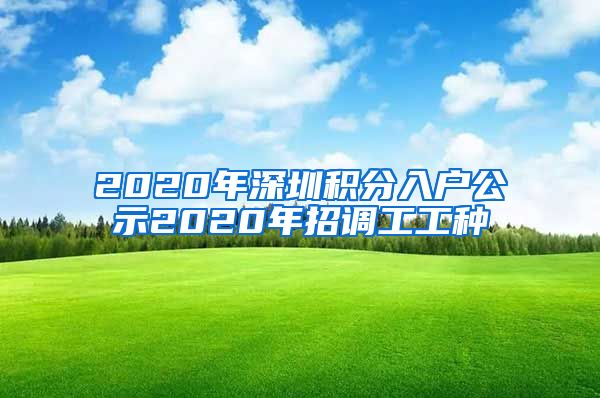 2020年深圳积分入户公示2020年招调工工种