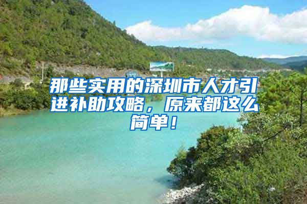 那些实用的深圳市人才引进补助攻略，原来都这么简单！