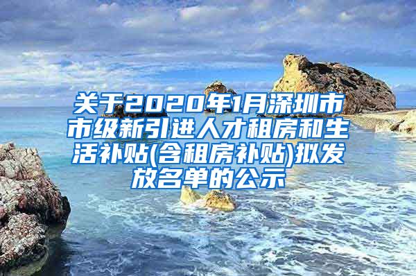 关于2020年1月深圳市市级新引进人才租房和生活补贴(含租房补贴)拟发放名单的公示