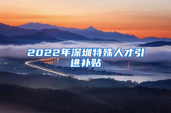 2022年深圳特殊人才引进补贴