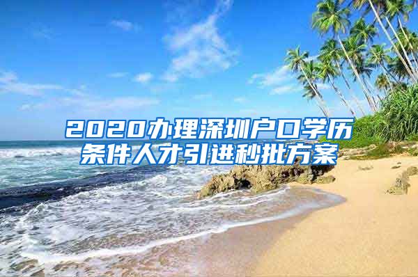 2020办理深圳户口学历条件人才引进秒批方案