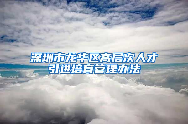 深圳市龙华区高层次人才引进培育管理办法