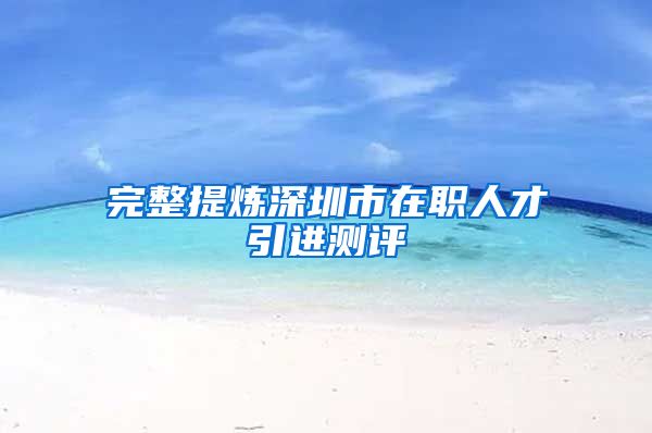 完整提炼深圳市在职人才引进测评