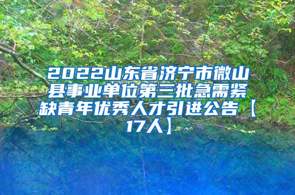 2022山东省济宁市微山县事业单位第三批急需紧缺青年优秀人才引进公告【17人】