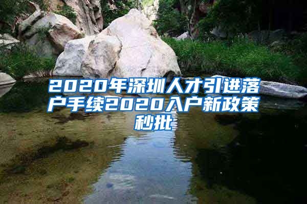 2020年深圳人才引进落户手续2020入户新政策秒批