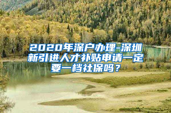 2020年深户办理-深圳新引进人才补贴申请一定要一档社保吗？