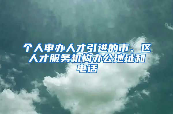 个人申办人才引进的市、区人才服务机构办公地址和电话