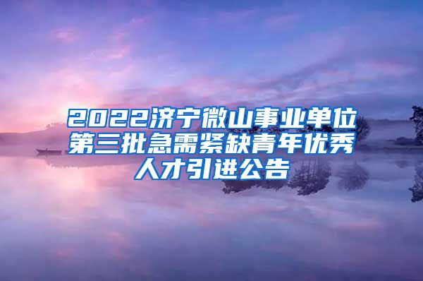 2022济宁微山事业单位第三批急需紧缺青年优秀人才引进公告