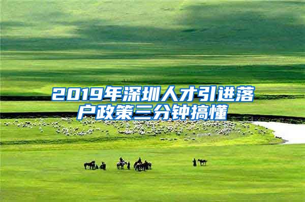 2019年深圳人才引进落户政策三分钟搞懂