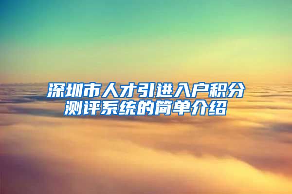 深圳市人才引进入户积分测评系统的简单介绍