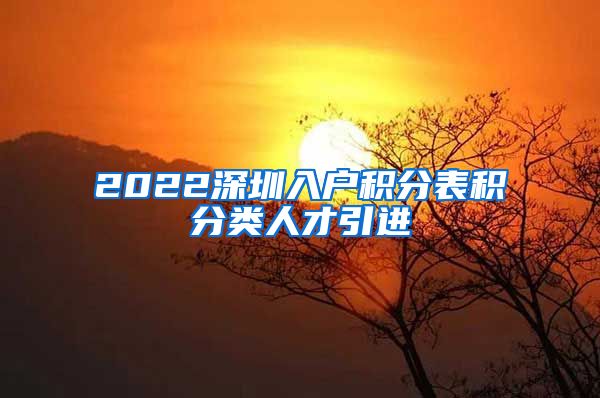 2022深圳入户积分表积分类人才引进