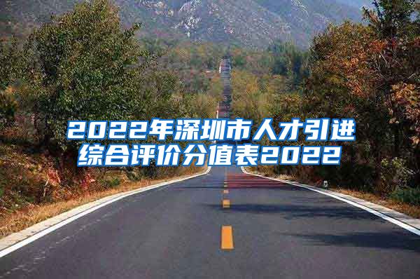 2022年深圳市人才引进综合评价分值表2022