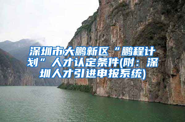 深圳市大鹏新区“鹏程计划”人才认定条件(附：深圳人才引进申报系统)