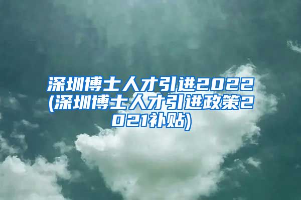 深圳博士人才引进2022(深圳博士人才引进政策2021补贴)