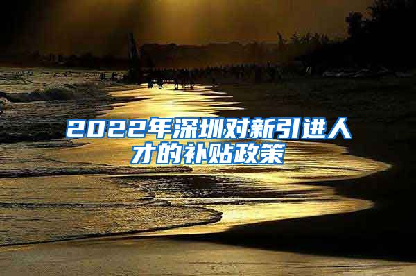 2022年深圳对新引进人才的补贴政策