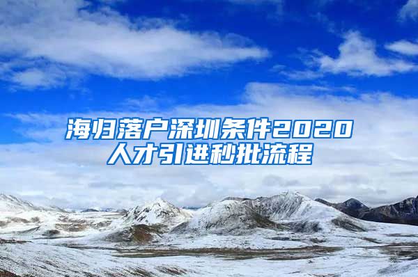 海归落户深圳条件2020人才引进秒批流程