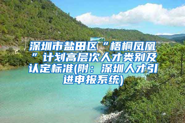 深圳市盐田区“梧桐凤凰”计划高层次人才类别及认定标准(附：深圳人才引进申报系统)