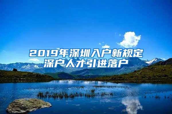 2019年深圳入户新规定深户人才引进落户