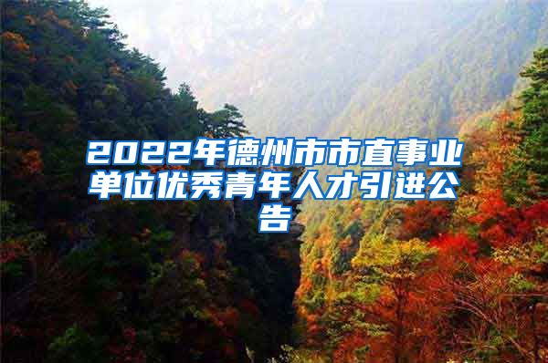 2022年德州市市直事业单位优秀青年人才引进公告