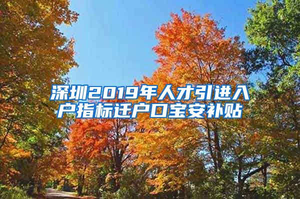 深圳2019年人才引进入户指标迁户口宝安补贴