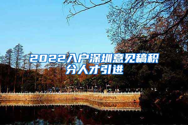 2022入户深圳意见稿积分人才引进