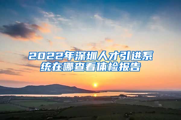 2022年深圳人才引进系统在哪查看体检报告