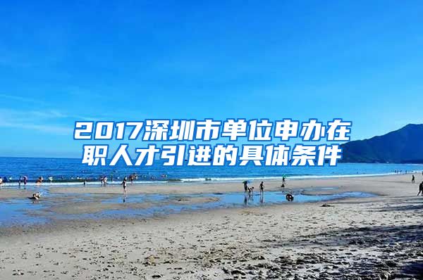 2017深圳市单位申办在职人才引进的具体条件