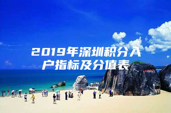 2019年深圳积分入户指标及分值表