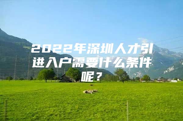 2022年深圳人才引进入户需要什么条件呢？