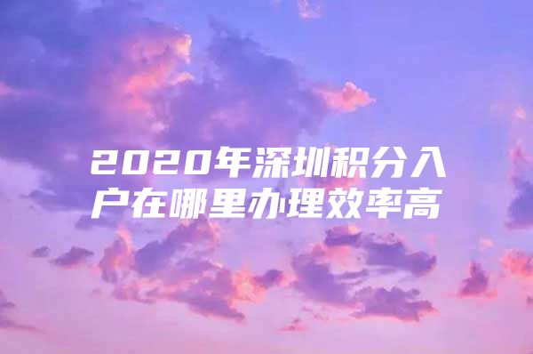 2020年深圳积分入户在哪里办理效率高