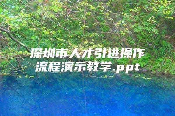 深圳市人才引进操作流程演示教学.ppt