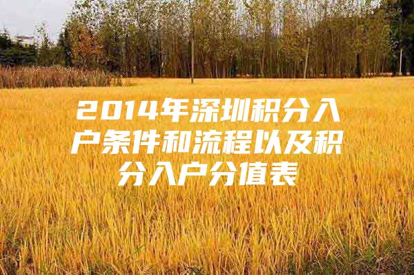 2014年深圳积分入户条件和流程以及积分入户分值表