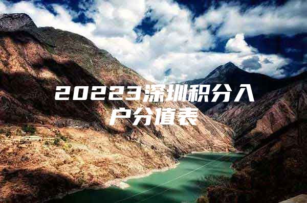 20223深圳积分入户分值表