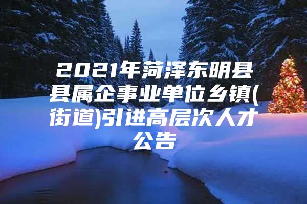 2021年菏泽东明县县属企事业单位乡镇(街道)引进高层次人才公告