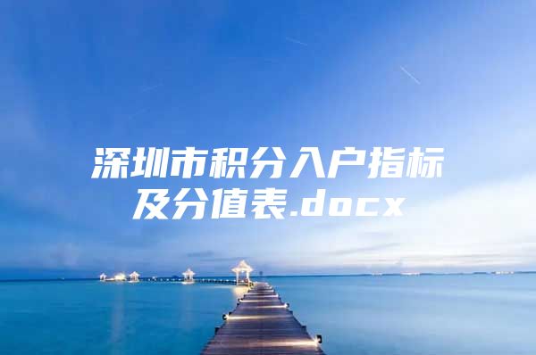 深圳市积分入户指标及分值表.docx