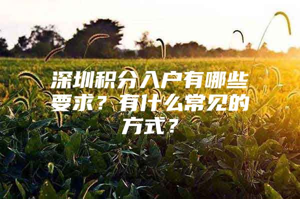 深圳积分入户有哪些要求？有什么常见的方式？