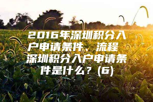 2016年深圳积分入户申请条件、流程 深圳积分入户申请条件是什么？(6)