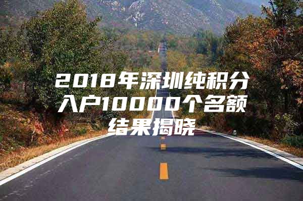 2018年深圳纯积分入户10000个名额结果揭晓