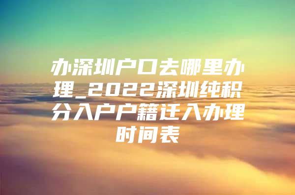 办深圳户口去哪里办理_2022深圳纯积分入户户籍迁入办理时间表