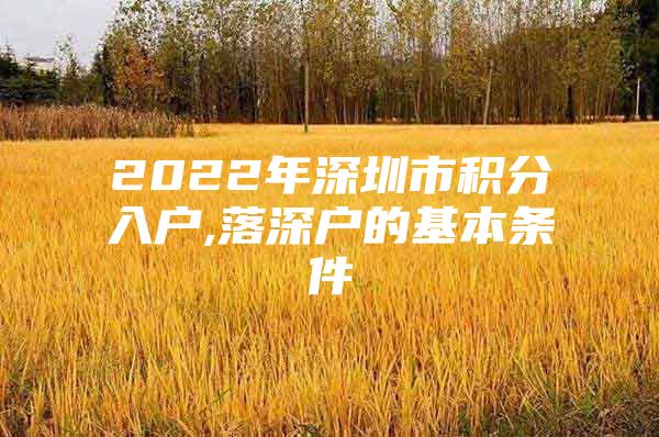 2022年深圳市积分入户,落深户的基本条件