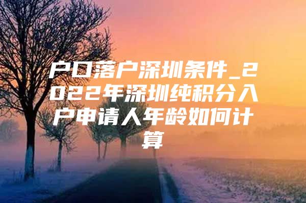 户口落户深圳条件_2022年深圳纯积分入户申请人年龄如何计算