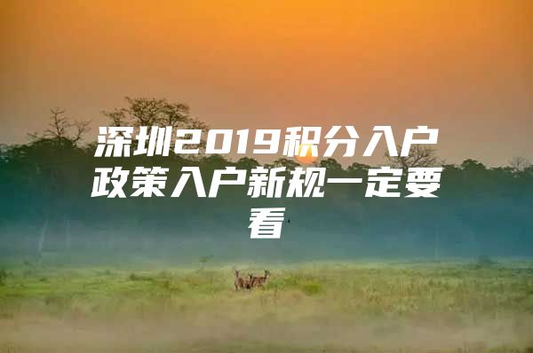 深圳2019积分入户政策入户新规一定要看