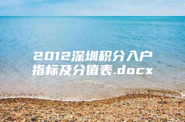 2012深圳积分入户指标及分值表.docx