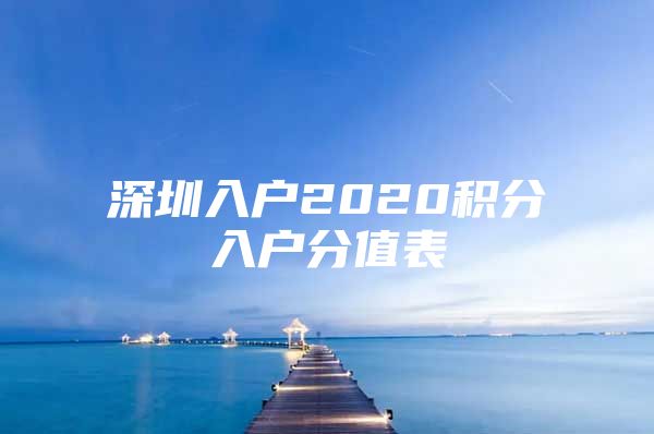 深圳入户2020积分入户分值表